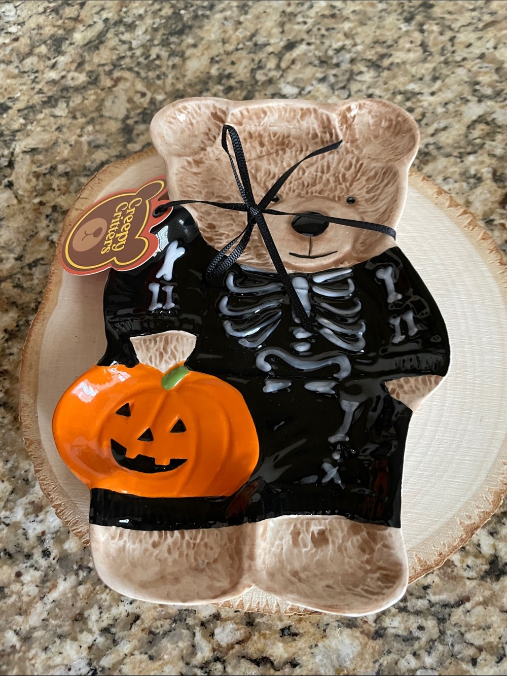 Teddy Bear Halloween Costume Plate - Black and Orange